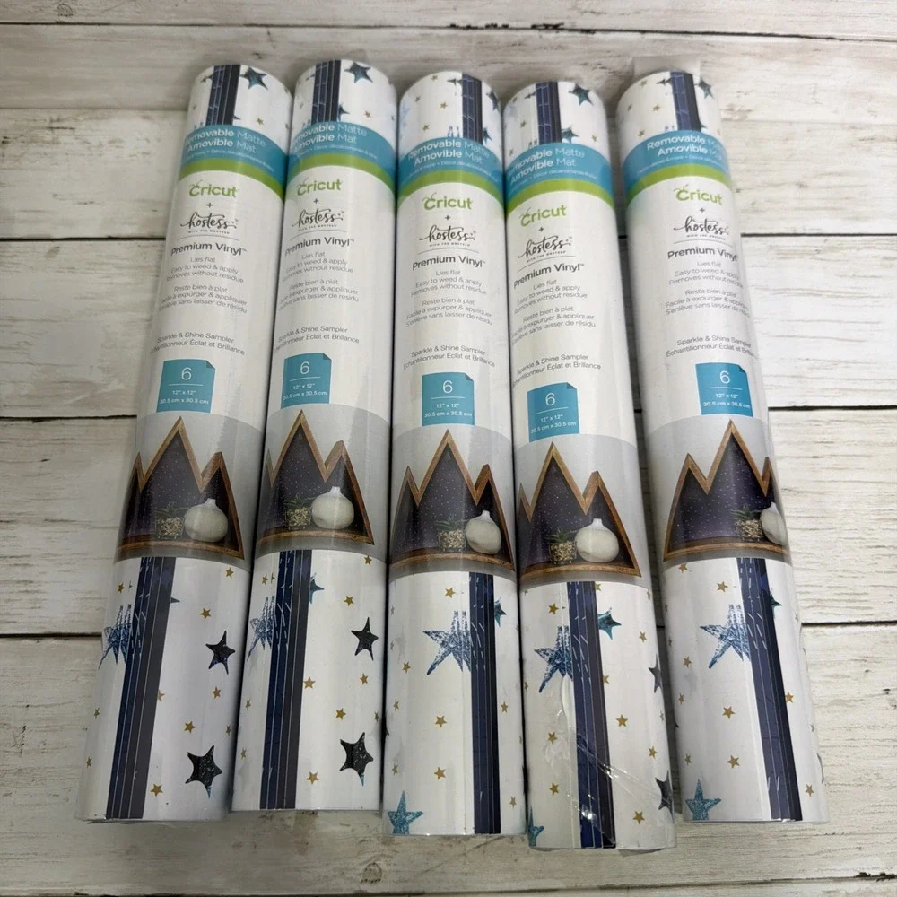 Cricut + Hostess Premium Vinyl Removable Matte Sparkle & Shine Sampler Lot Of 5